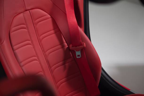 istock Red leather seat in a modern luxury car 1439784691