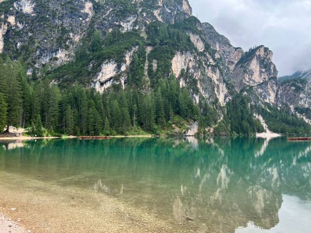 istock Scenic landscape in mountains with a lake 1439784825