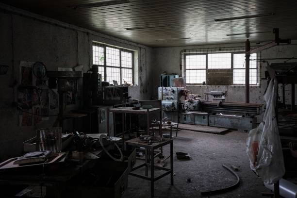 istock Messy room of an abandoned building 1439785994