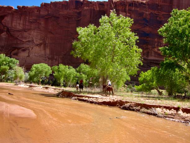 Horseback guided tour in Canyon de Chelly stock photo