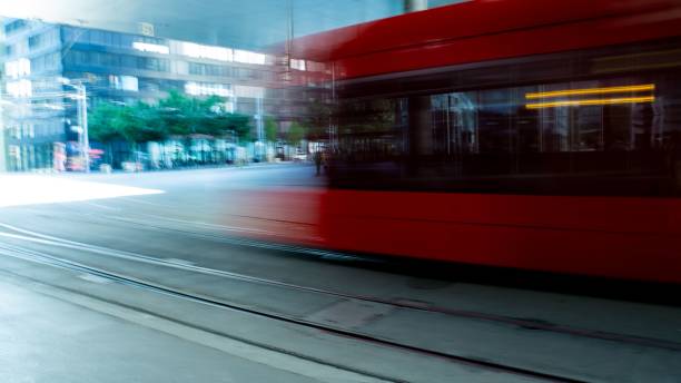 istock Beautiful shot of a moving train 1439787224