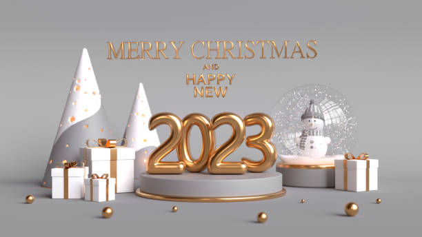 istock 2023 Happy New Year background. Christmas concept. 3d render illusration 1439787533