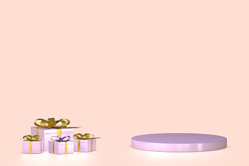 3D Empty Product Stand, Platform, Podium with Gift Box