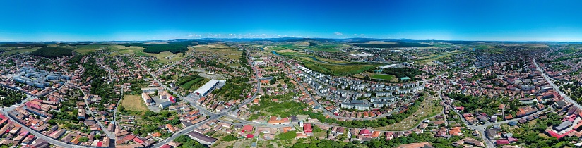aerial view of Reghin city - Romania, panorama, above