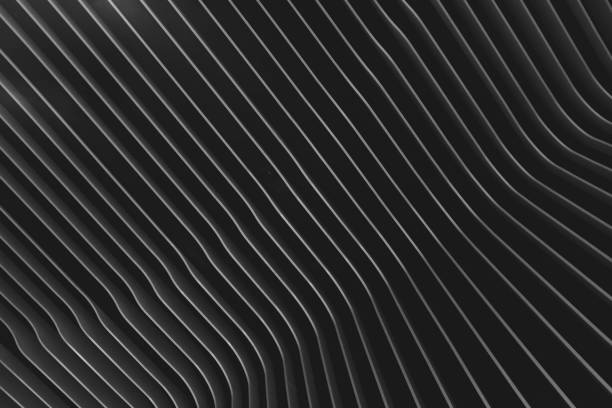 istock Low angle shot of a striped black and white ceiling - good for a background 1439793150