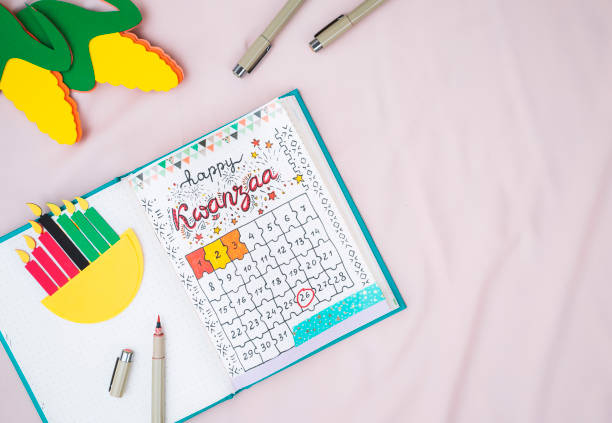 istock Homemade bullet journal  with kwanzaa calendar 1439794341