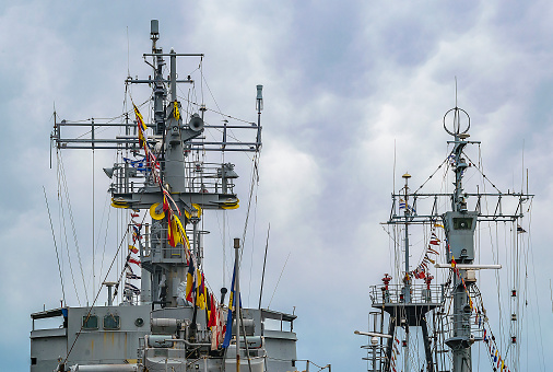 Warships exhibited at port in uruguay heritage celebration day event
