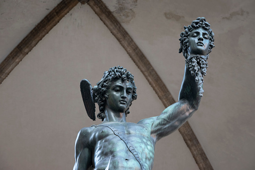 Outdoor statue in the Piazza della Signoria, Loggia dei Lanzi, Florence, Tuscany, Italy.