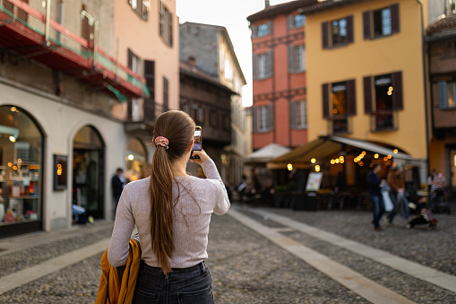 Female tourist in exploring Italy