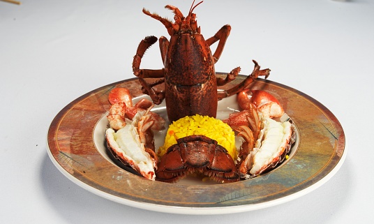 Fresh cooked whole lobster served on a platter