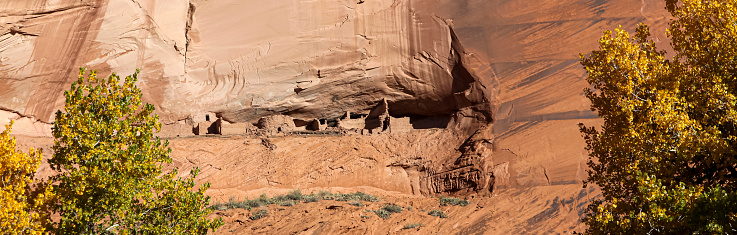 Ancient Cliff dwellings high in the cliffs of Canyon de Chelly