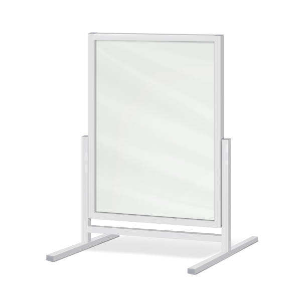 istock Sidewalk advertising poster sign holder stand realistic vector mock-up. Floor standing blank white display board mockup. Template for design 1439800431