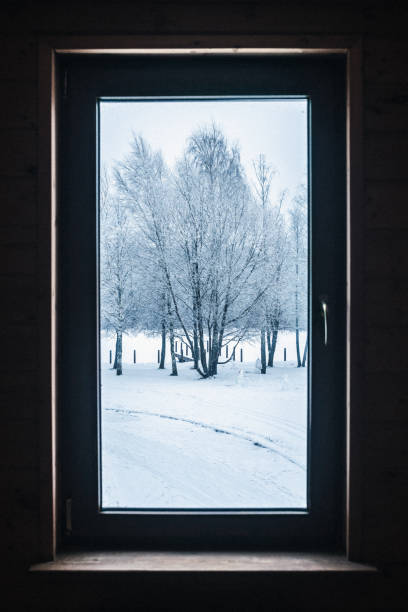 Winter and snow outside the window