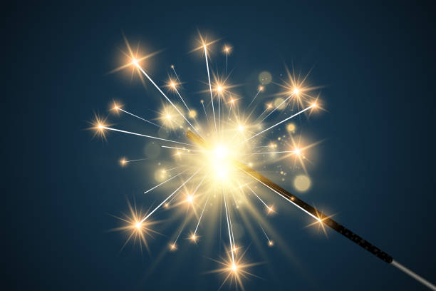 istock Vector illustration of sparklers on a transparent background. 1439805300