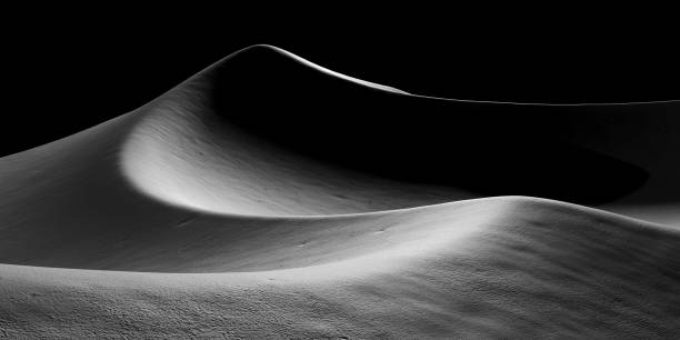 istock Abstract desert sand dune black and white product presentation background 3d rendering 1439805976