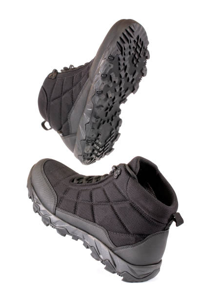 istock Black men's autumn boots isolated on a white background 1439813289