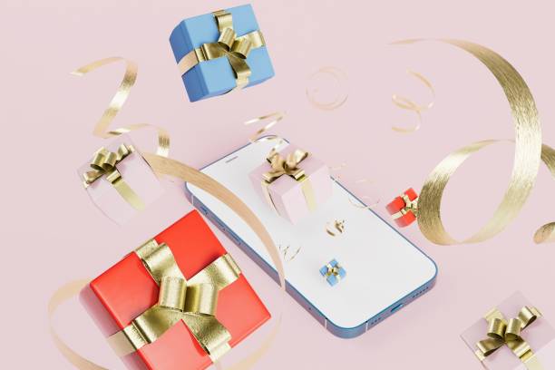 istock buying gifts online. gift boxes on a pastel background. 3D render 1439814120