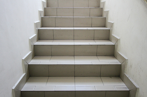 Tiled stairway at home.