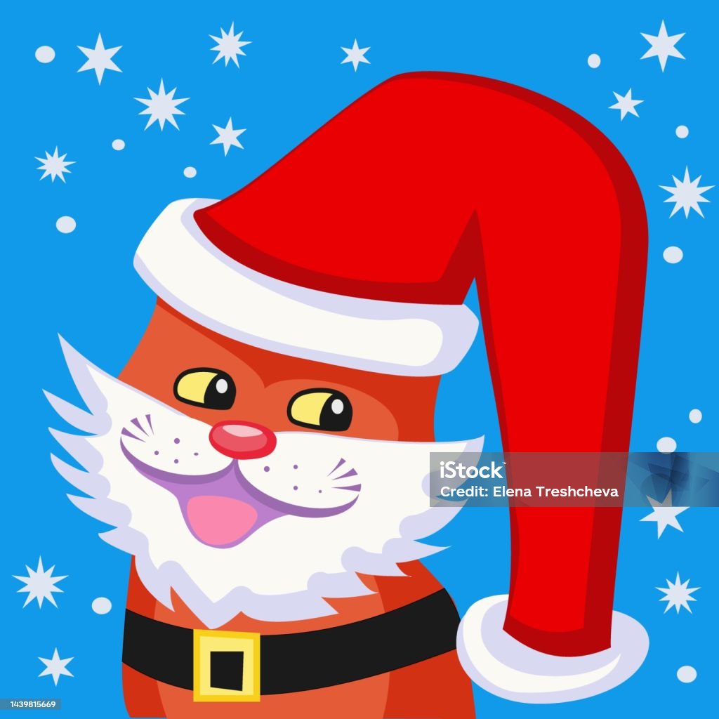Dễ Thương Mèo Hoạt Hình Trong Ông Già Noel Mũ Đầy Màu Sắc Giáng ...