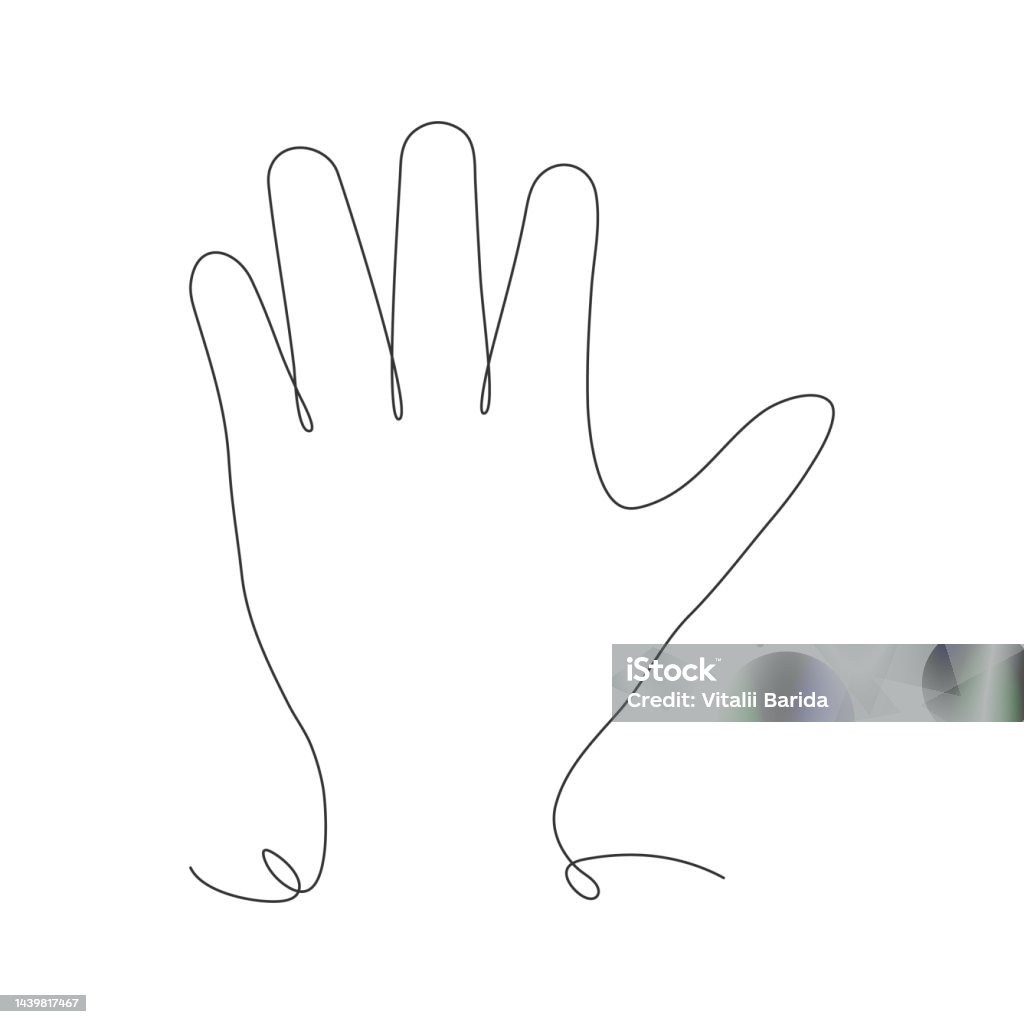 Basic Hand Line Continuous Hand Gesture Line Drawn Stock Illustration - Download Image ...