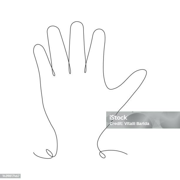Colored Continuous Line Hand Continuous Hand Gesture Line Drawn Stock Illustration - Download Image ...