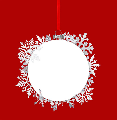 Abstract Snowflake Ornament on Red Background