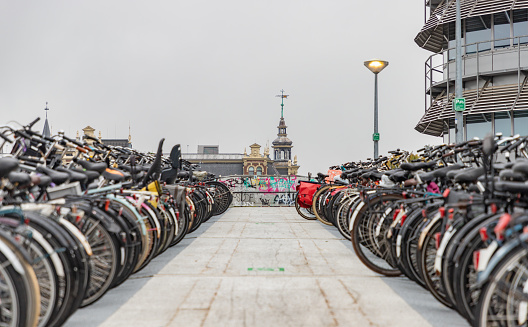 Bicycle Parking Lot At The Rokin Street At Amsterdam The Netherlands 14-3-2020
