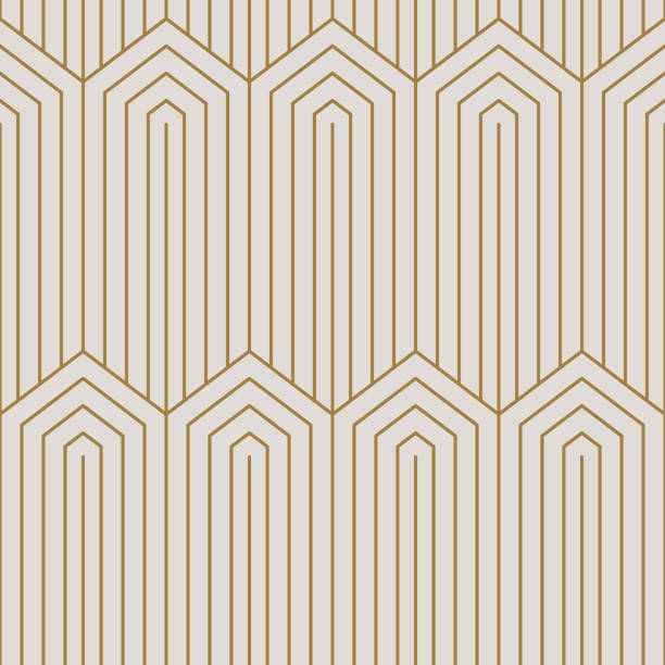 Vintage Art Deco Seamless Pattern. Line art geometric gold shapes. Modern ornaments vector illustration. Gatsby retro elegant background for fabric, wallpaper or wrapping Vintage Art Deco Seamless Pattern. Line art geometric gold shapes. Modern ornaments vector illustration. Gatsby retro elegant background for fabric, wallpaper or wrapping art deco stock illustrations