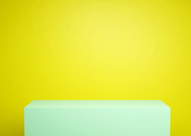 istock Abstract product presentation pedestal podium platform on the colored background 1439821420