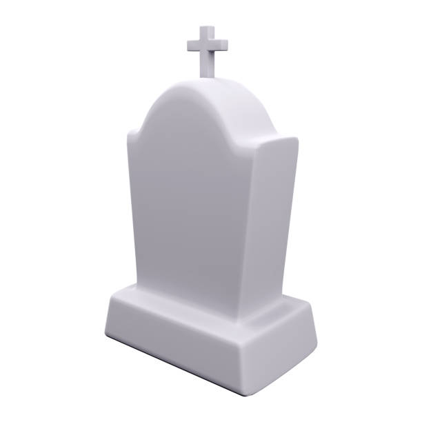 istock 3d render gravestone with cross. 3d rendering religion element. 3d render tombstone on white background 1439821462