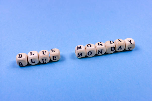 istock Blue Monday concept. Wooden dice with letters. 1439821796