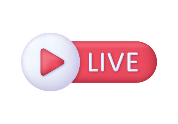 istock 3D Live streaming icon. Button for broadcasting, livestream or online stream. Social media concept. 1439822907