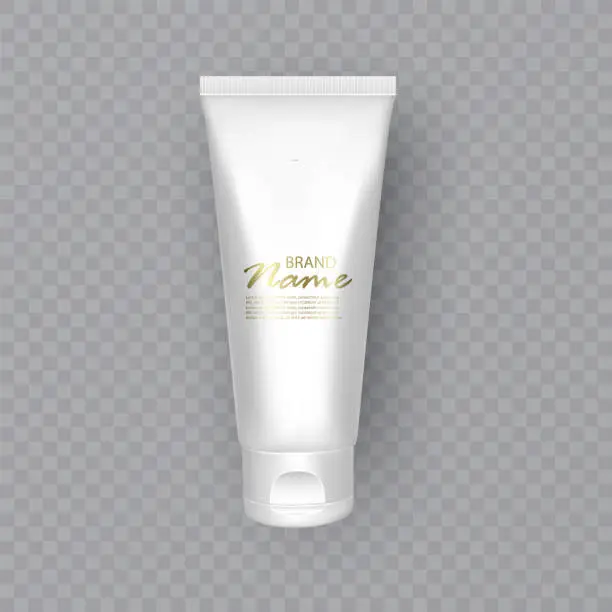 Vector illustration of Realistic Cosmetic tube of white color. Cosmetic template ready for design. Vector format