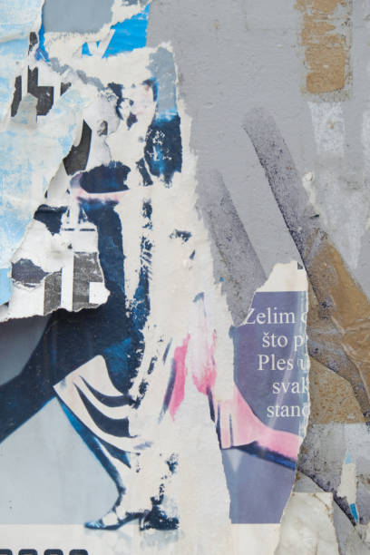 istock Torn street poster background, abstract paper collage 1439823534