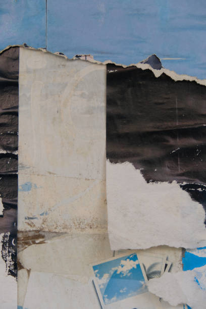 istock Torn street poster background, abstract paper collage 1439823665