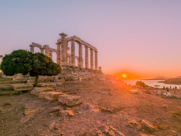 istock Sunset at Temple of Poseidon on Cape Sounion 1439824507