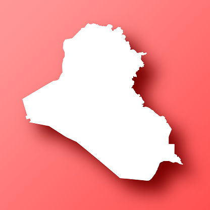 White map of Iraq isolated on a trendy color, a bright red background and with a dropshadow. Vector Illustration (EPS file, well layered and grouped). Easy to edit, manipulate, resize or colorize. Vector and Jpeg file of different sizes.