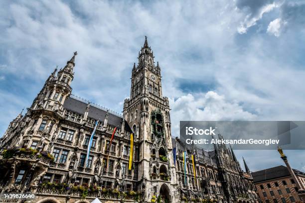 Majestic View Of Beautiful New City Hall In Munich Germany Stock Photo - Download Image Now
