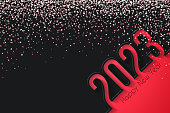 istock Happy new year 2023 with gold glitter - Black background 1439826848