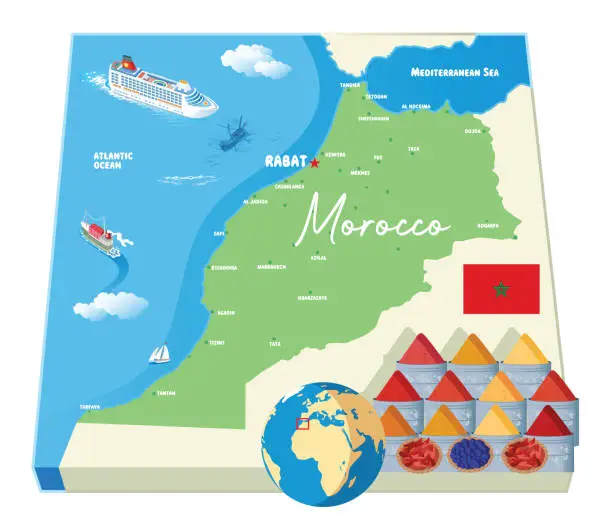 Vector illustration of Morocco and Spices