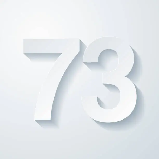 Vector illustration of 73 - Number Seventy-three. Icon with paper cut effect on blank background