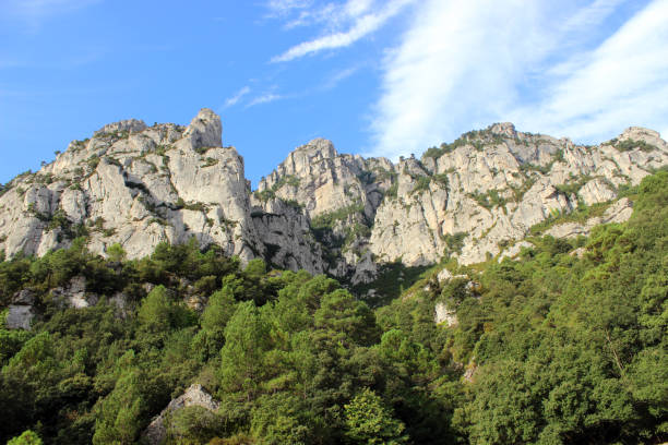 Rugged mountain range in the Parc Natural dels Ports in the province of Tarragona, Catalonia, Spain stock photo
