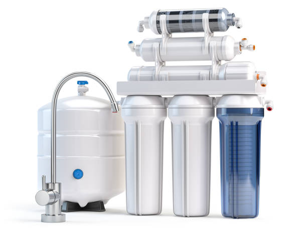 istock Reverse osmosis water purification system isolaterd on white. Water cleaning system. 1439829324