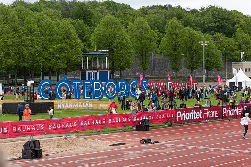 Gothenburg, Sweden - May 22 2022: Finish area at GoteborgsVarvet half-marathon.