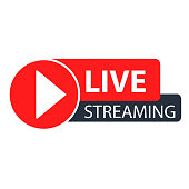istock Live streaming icon.Button for broadcasting.Play button for news and TV. 1439836574