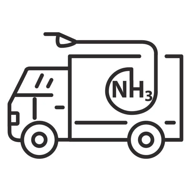 Vector illustration of Ammoniac gas fuel.Transport uses NH3. Automobiles with ammoniac motor.Clean transportation concept.