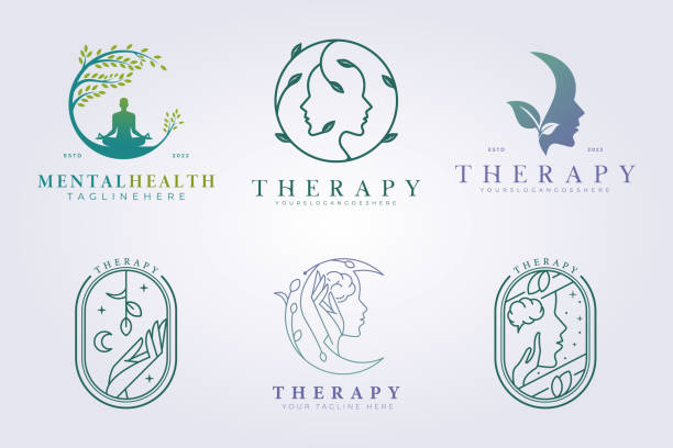 bündel von mental health support therapie symbol vektor illustration design - psychologielogo stock-grafiken, -clipart, -cartoons und -symbole