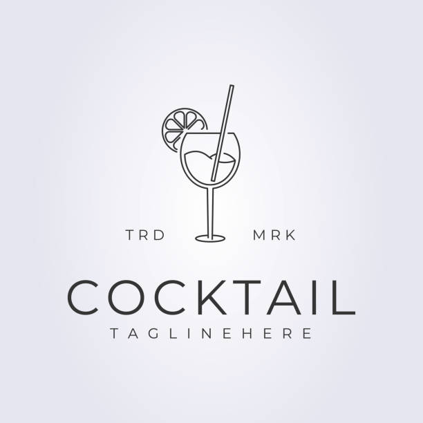 illustrations, cliparts, dessins animés et icônes de tasse de cocktail ligne art logo vectoriel illustration design - cocktail martini glass margarita martini