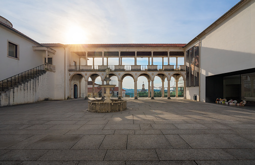 Coimbra, Portugal - Feb 11, 2020: Machado de Castro National Museum Courtyard - Coimbra, Portugal