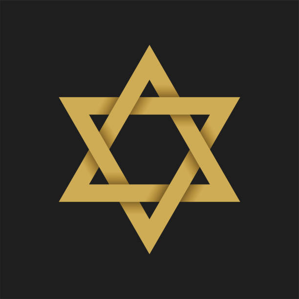 ilustrações, clipart, desenhos animados e ícones de realista entrelaçado judeu magen david papel sombra estilo ilustração vetor - orthodox judaism illustrations